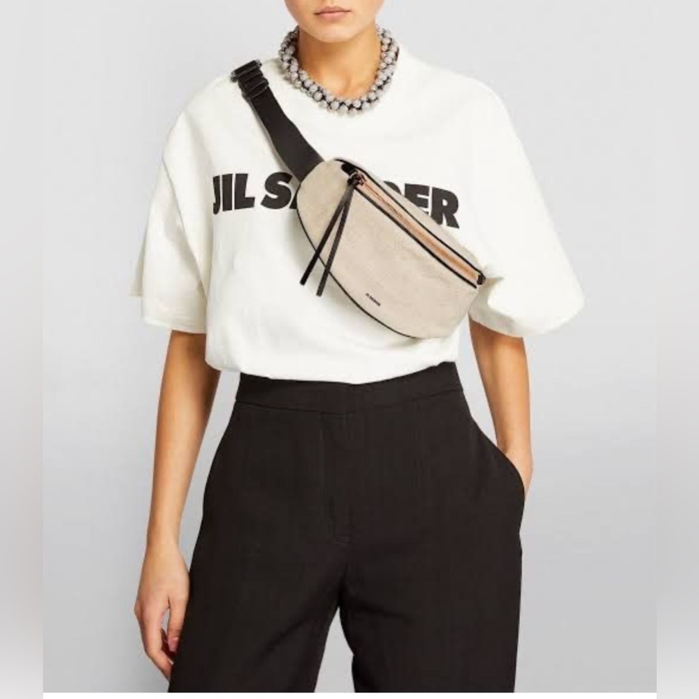 Jil Sander linen crossbody bag with leather strap (no longer has tag)